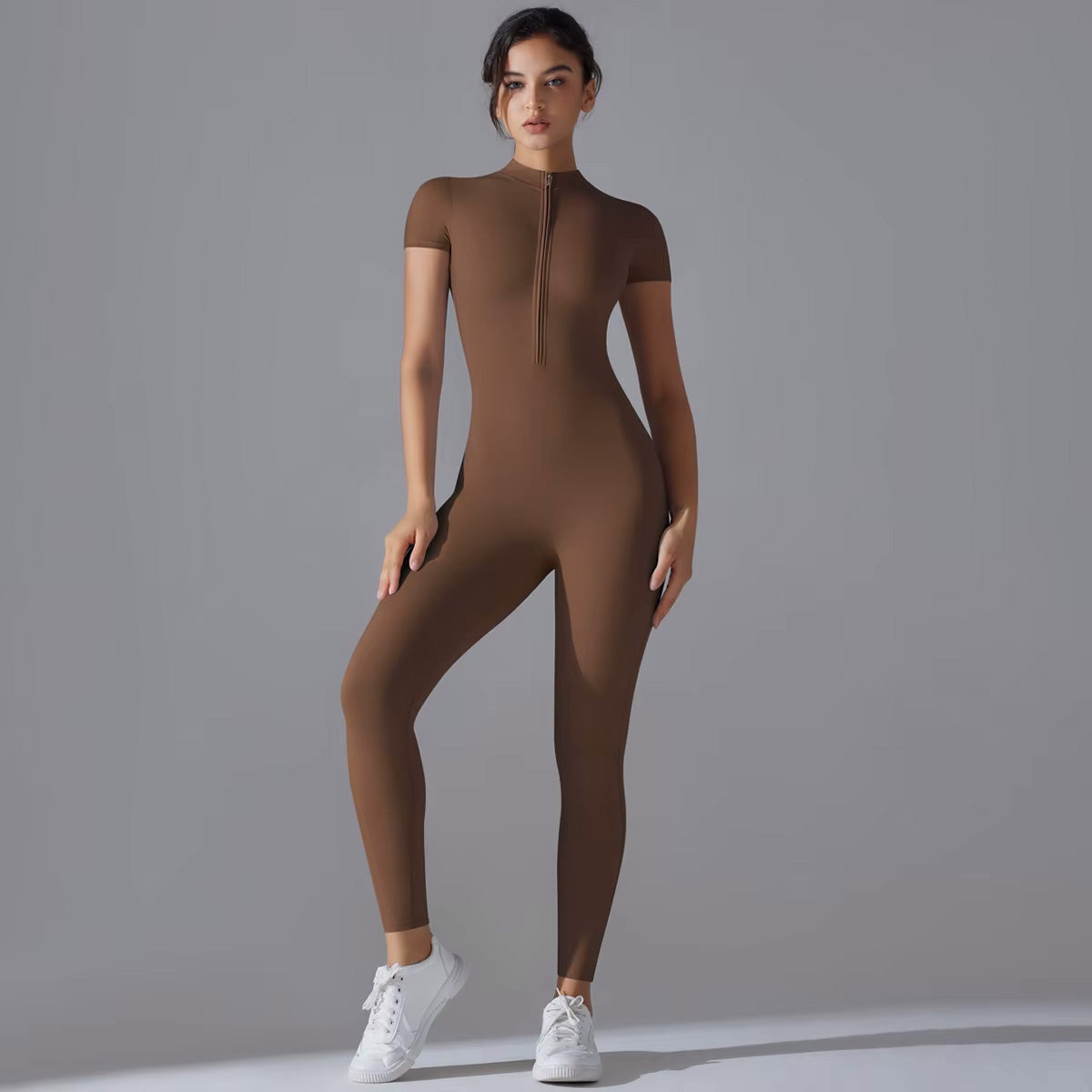 Zippered Full-Length Yoga Suit for Comfort & Curve-Defining Fit - NEOFORMA APPAREL