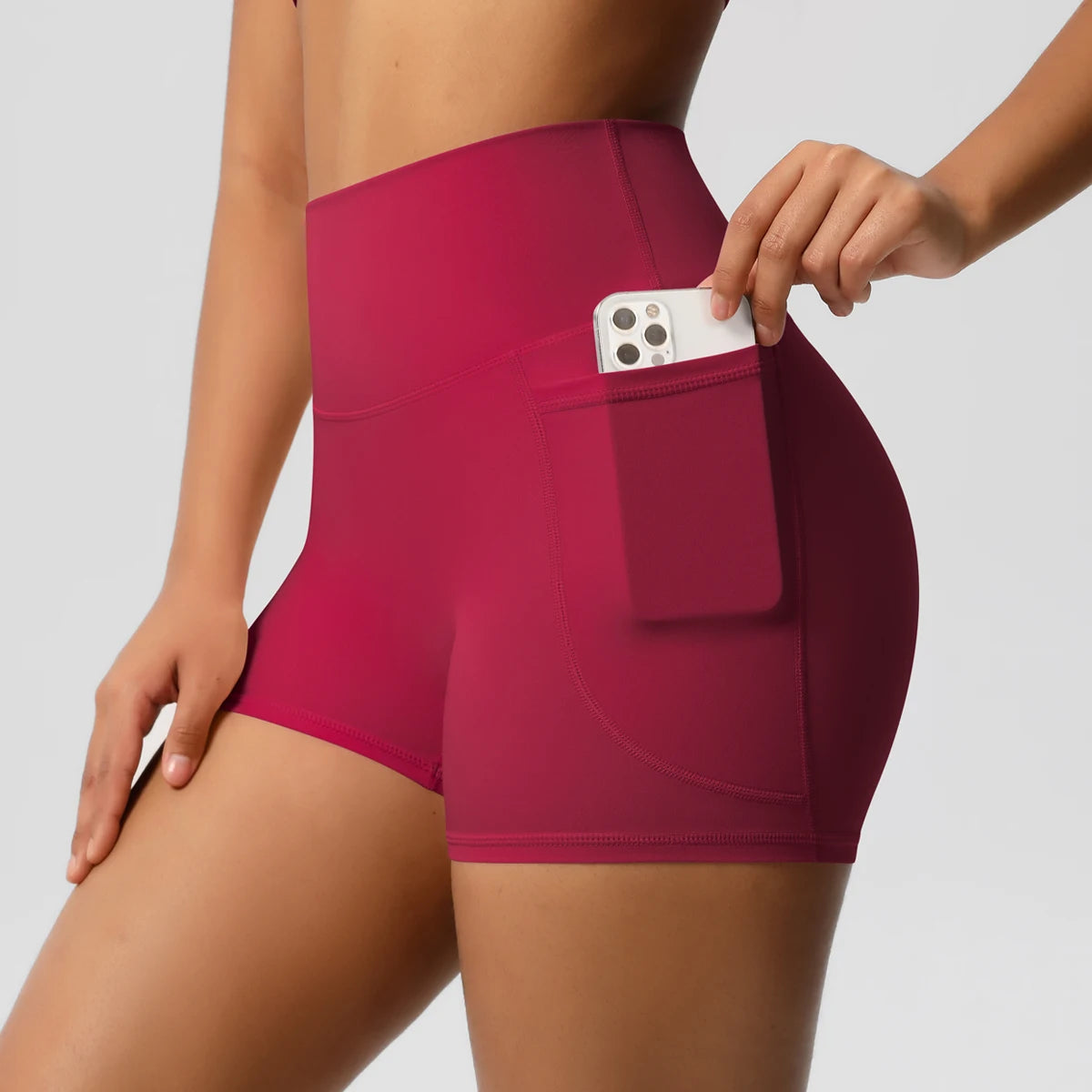 Essential Second-Skin High-Waist Shorts with Pockets - NEOFORMA APPAREL