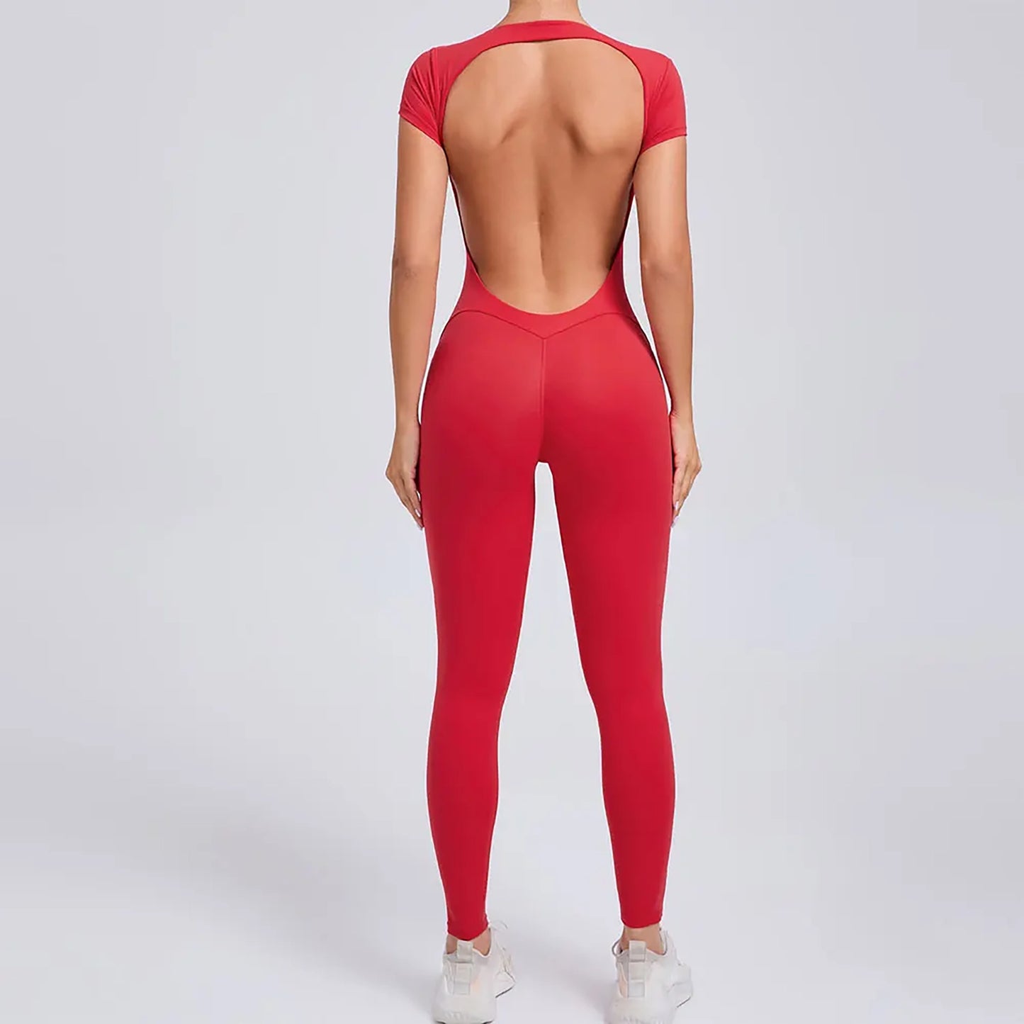 Mono esculpido de manga corta con espalda abierta - Legging largo