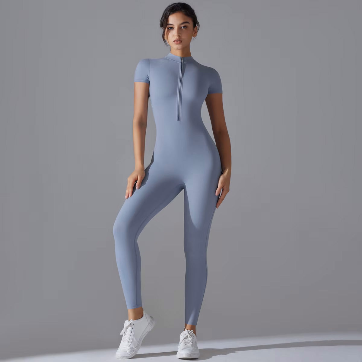 Zippered Full-Length Yoga Suit for Comfort & Curve-Defining Fit - NEOFORMA APPAREL