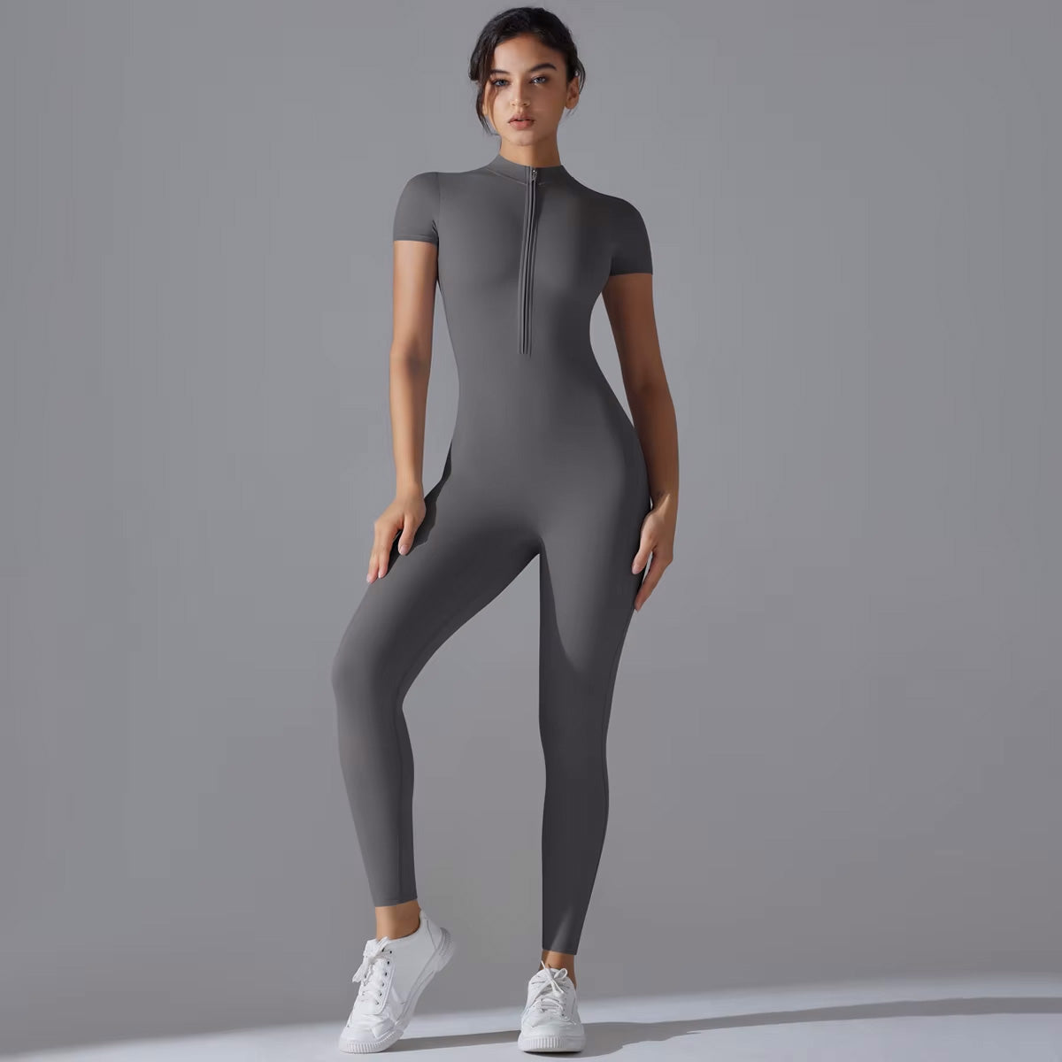 Zippered Full-Length Yoga Suit for Comfort & Curve-Defining Fit - NEOFORMA APPAREL