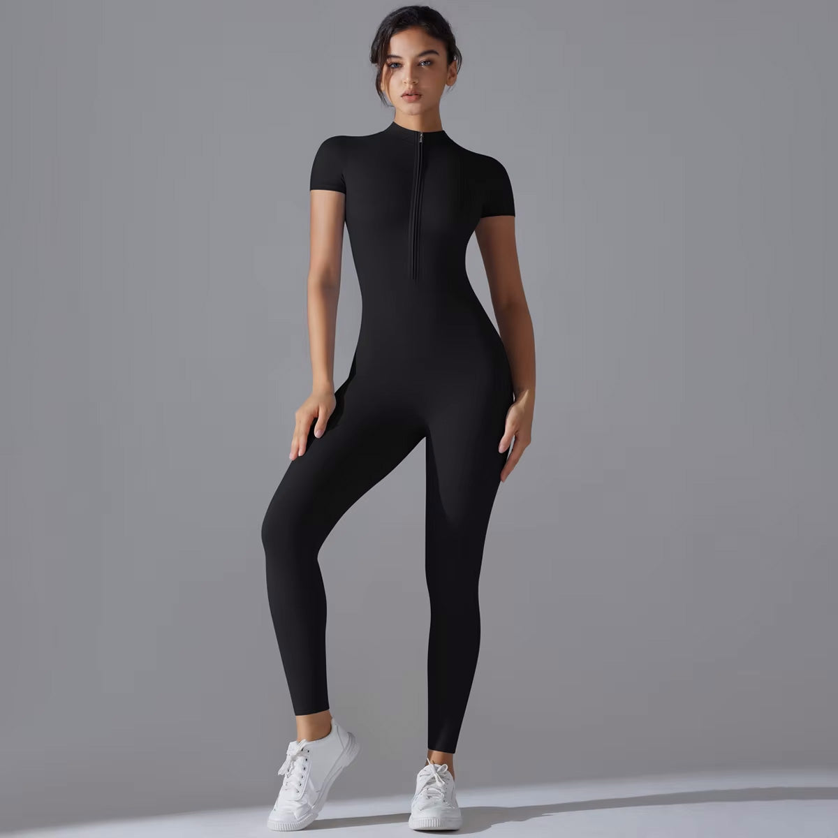 Zippered Full-Length Yoga Suit for Comfort & Curve-Defining Fit - NEOFORMA APPAREL