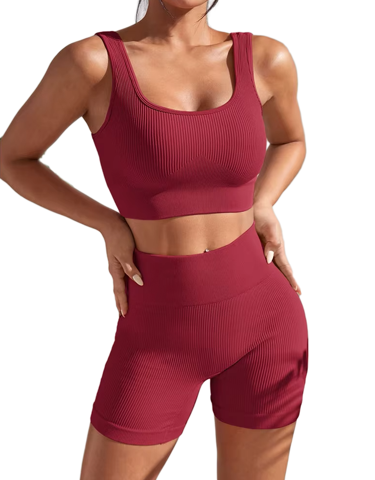 Ribbed Sculpt Seamless Set | Wide-Strap Crop Tank + High-Waist Short - NEOFORMA APPAREL