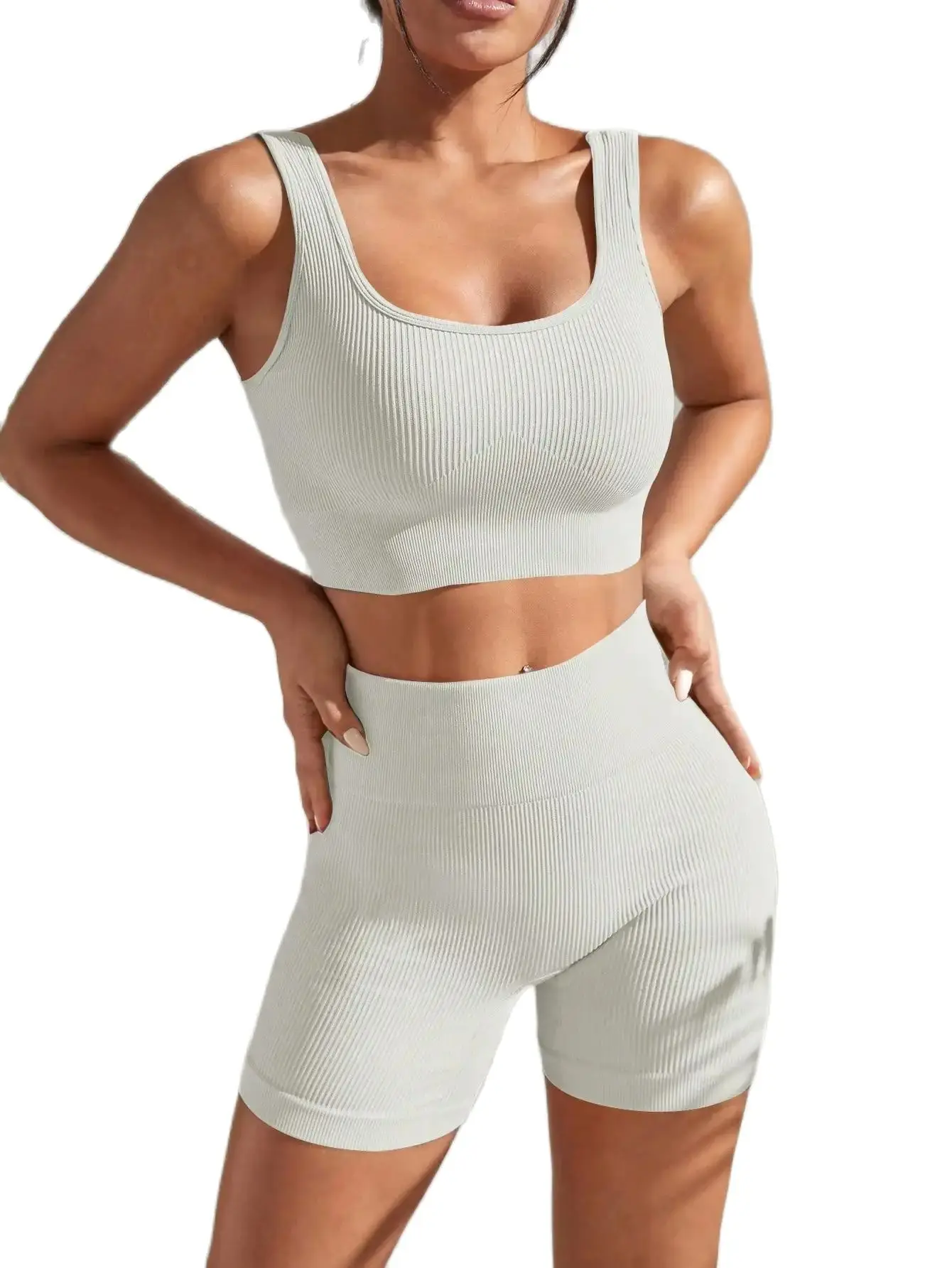 Ribbed Sculpt Seamless Set | Wide-Strap Crop Tank + High-Waist Short - NEOFORMA APPAREL