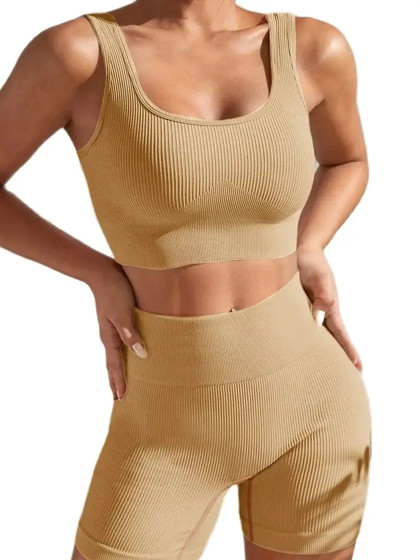 Ribbed Sculpt Seamless Set | Wide-Strap Crop Tank + High-Waist Short - NEOFORMA APPAREL