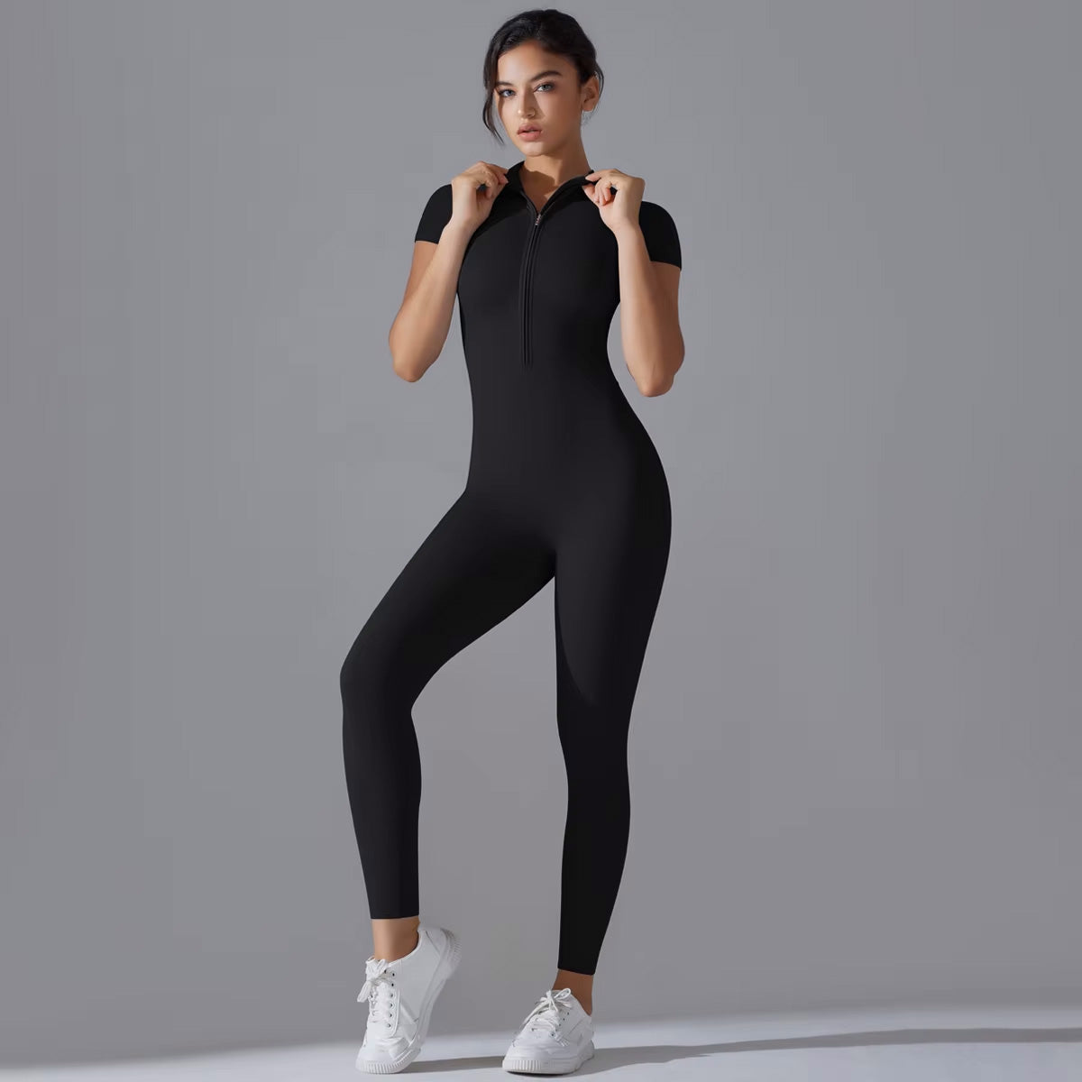 Zippered Full-Length Yoga Suit for Comfort & Curve-Defining Fit - NEOFORMA APPAREL
