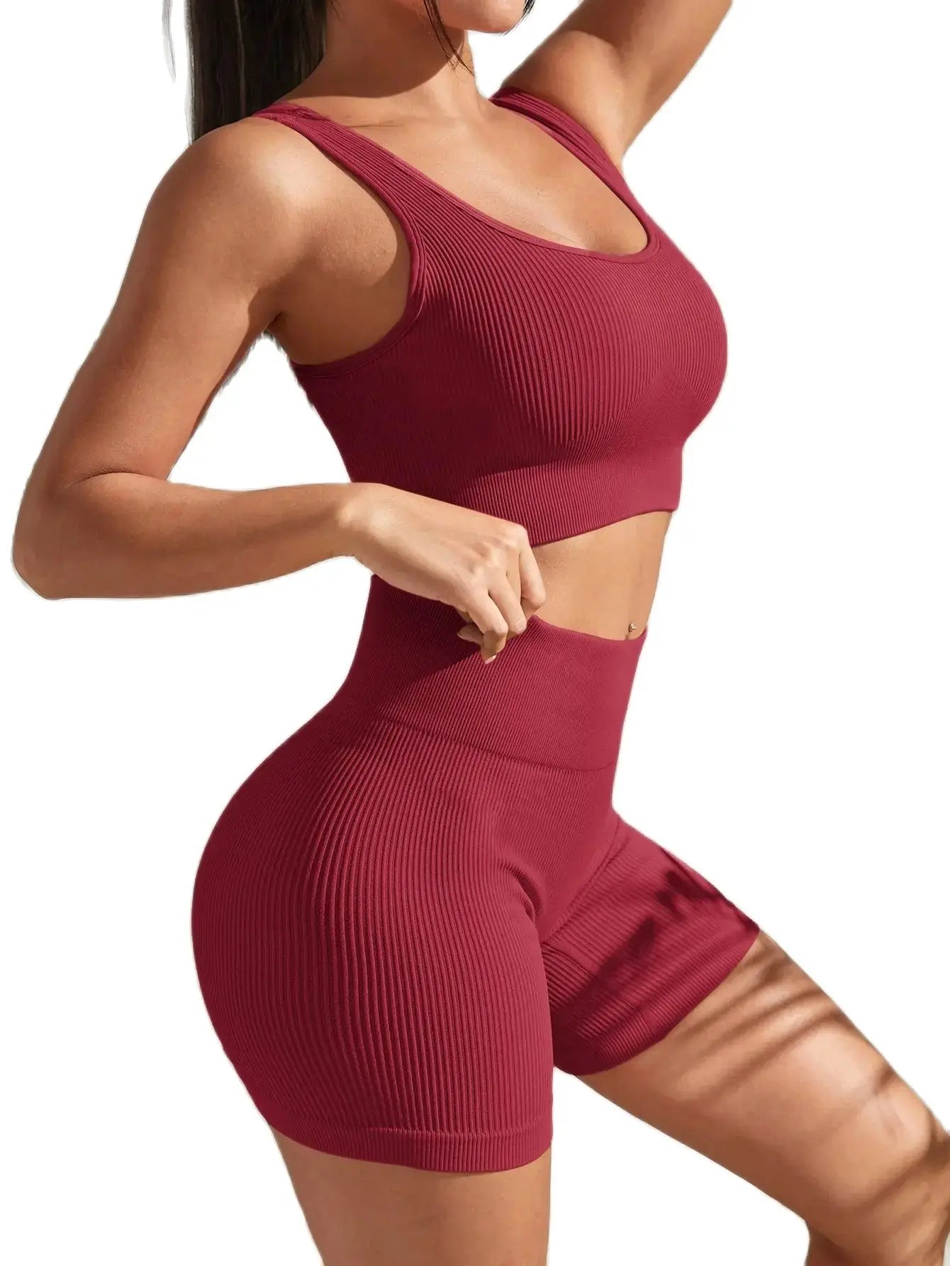 Ribbed Sculpt Seamless Set | Wide-Strap Crop Tank + High-Waist Short - NEOFORMA APPAREL