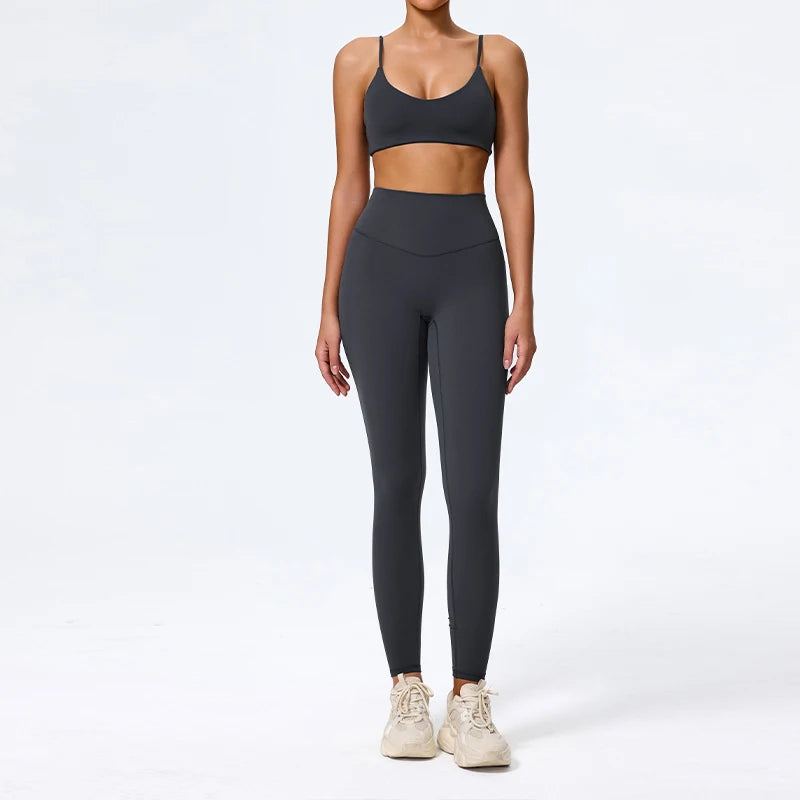 Seamless Sculpt Support Set – Double-Strap Bra + High-Waist Short | High waist Legging - NEOFORMA APPAREL