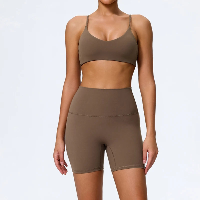 Seamless Sculpt Support Set – Double-Strap Bra + High-Waist Short | High waist Legging - NEOFORMA APPAREL
