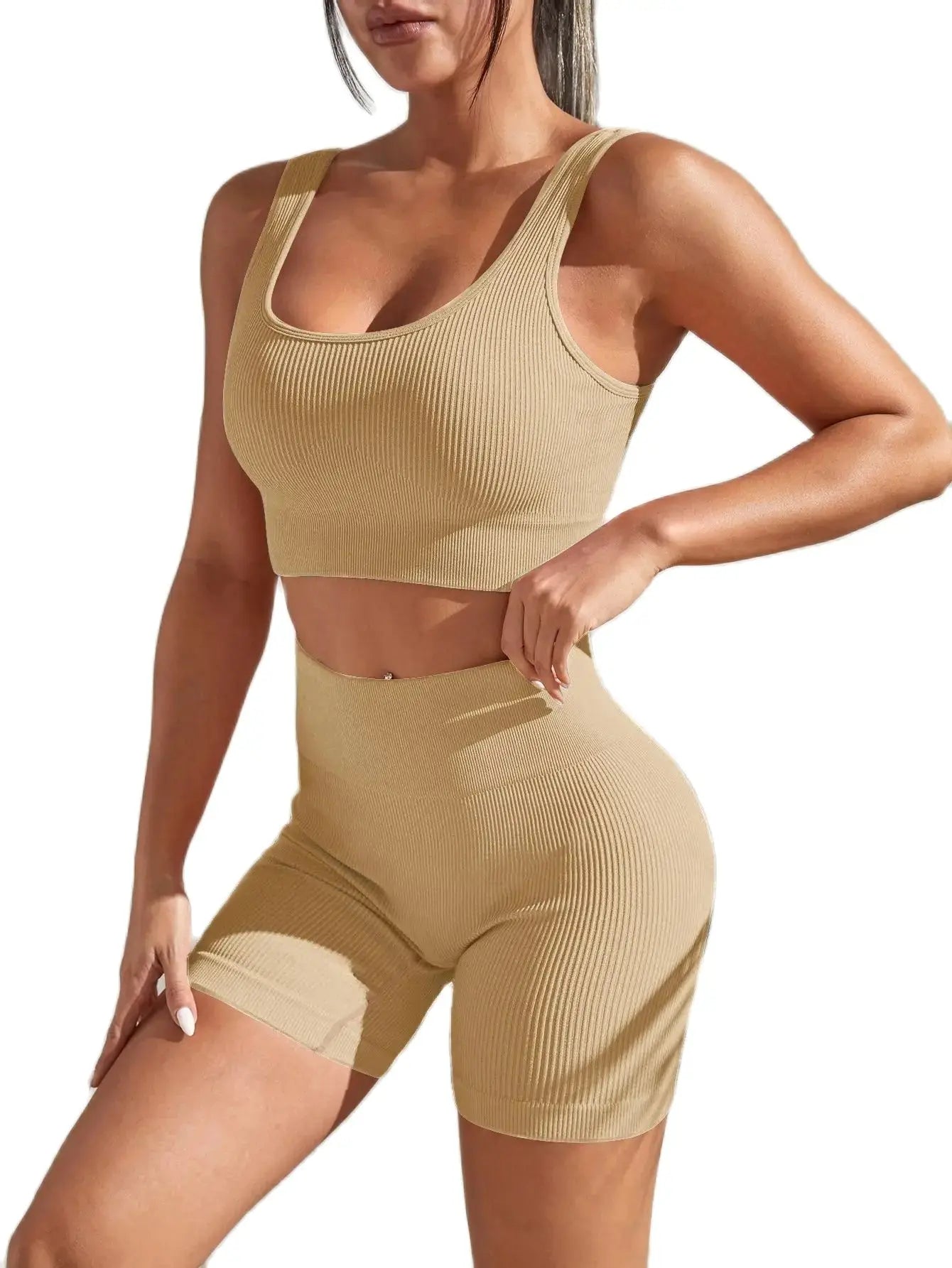 Ribbed Sculpt Seamless Set | Wide-Strap Crop Tank + High-Waist Short - NEOFORMA APPAREL