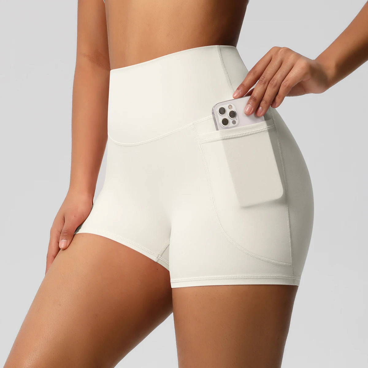 Essential Second-Skin High-Waist Shorts with Pockets - NEOFORMA APPAREL