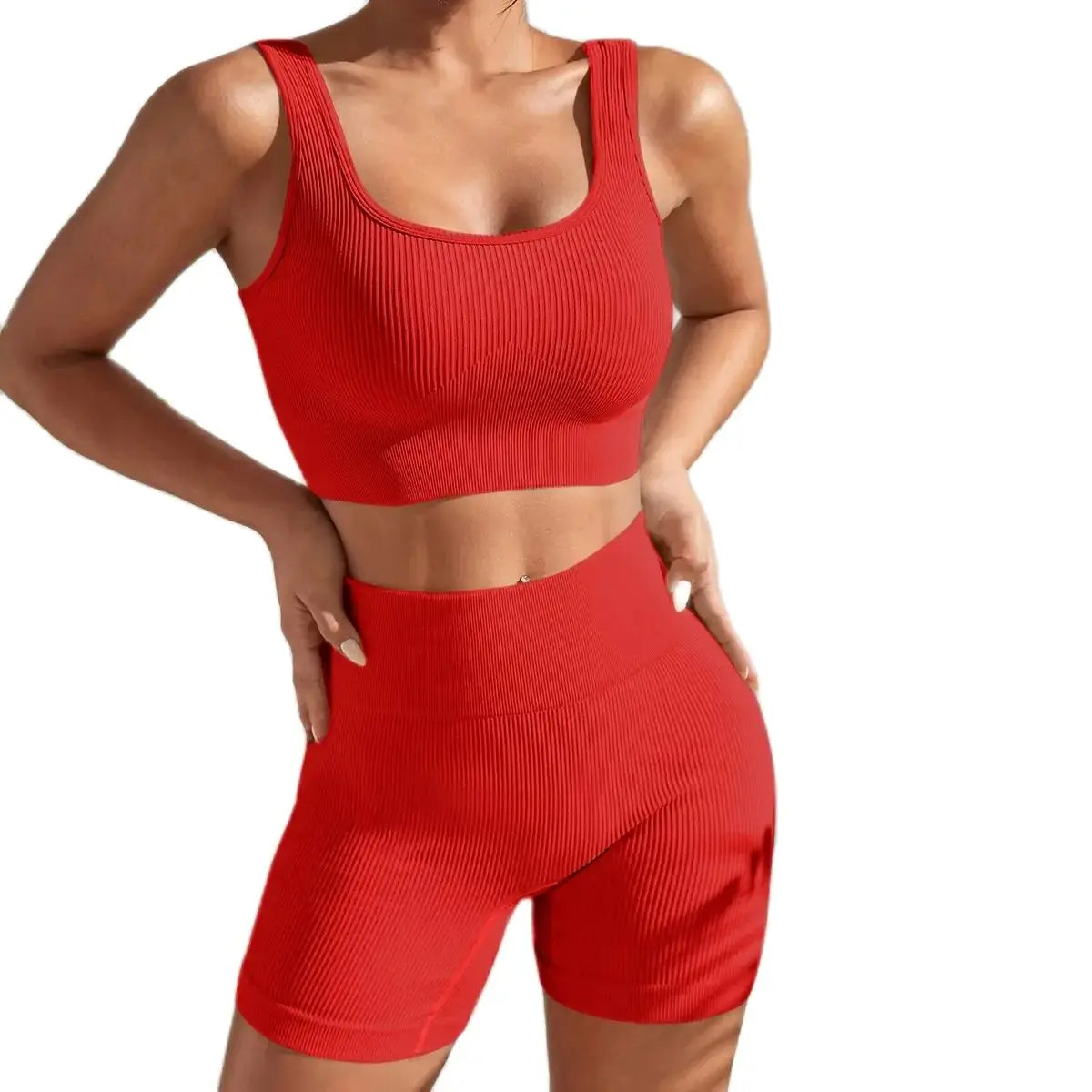 Ribbed Sculpt Seamless Set | Wide-Strap Crop Tank + High-Waist Short - NEOFORMA APPAREL