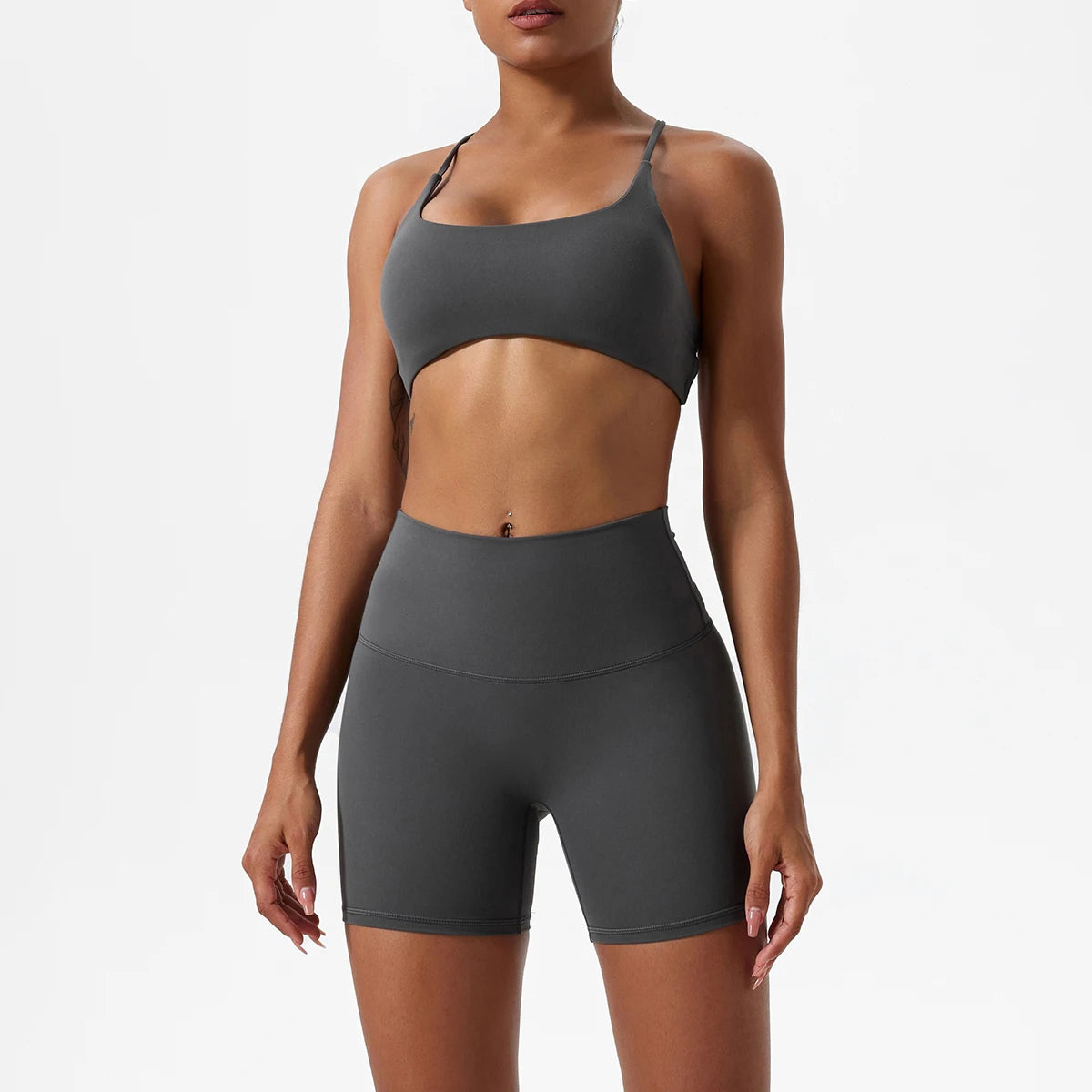 Doble Crossover Back Seamless Set – Bra + High-Waist Short - NEOFORMA APPAREL