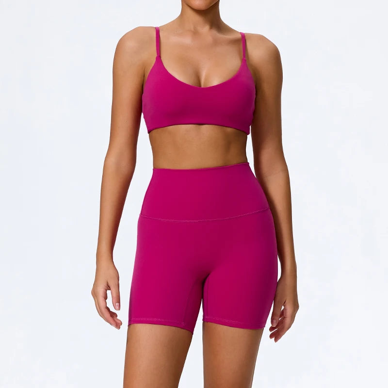 Seamless Sculpt Support Set – Double-Strap Bra + High-Waist Short | High waist Legging - NEOFORMA APPAREL